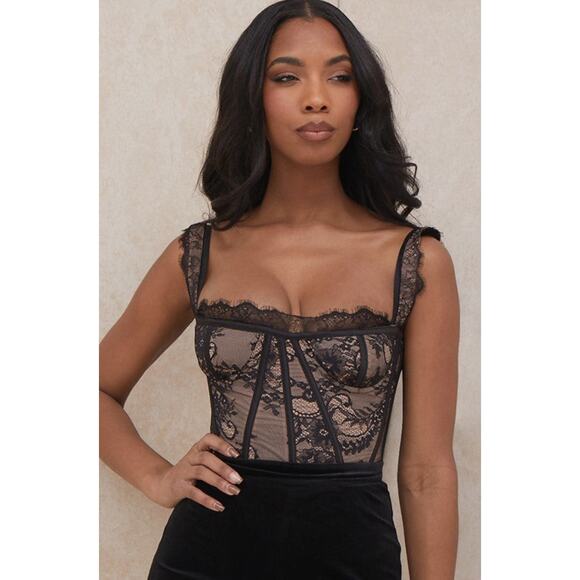 House of CB Emilie Lace Corset Bodysuit - M Black - Picture 3 of 8